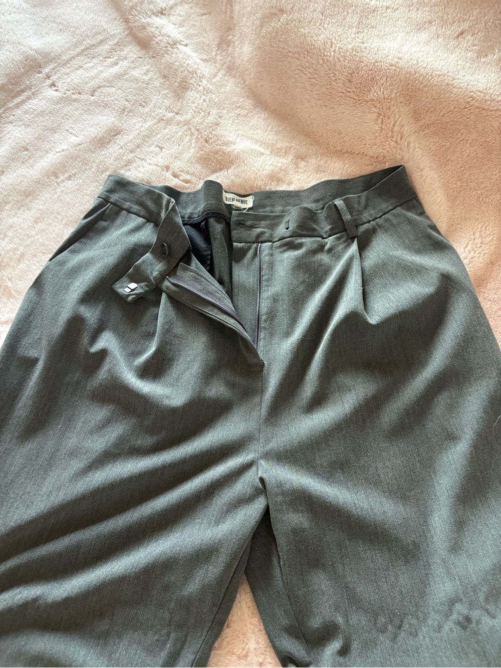 Djerf Avenue High-Waist Tailored Trousers in Dark Gray